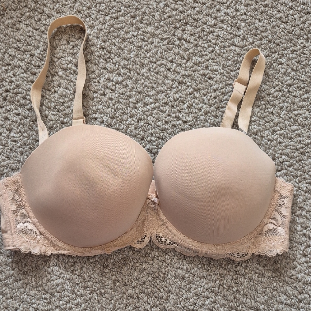 Secret Possessions Lace Trimmed Beige Bra